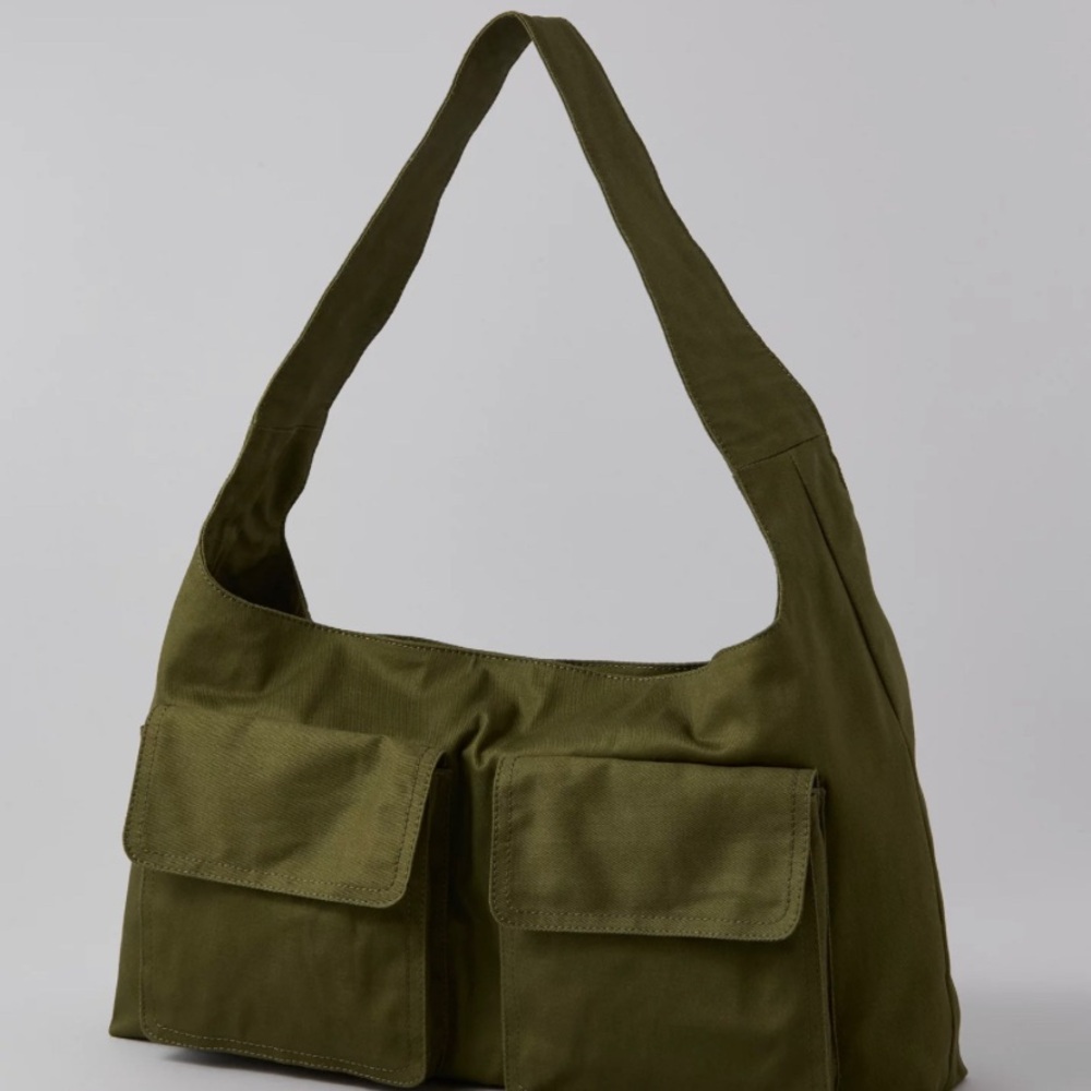 American Eagle Outfitters Olive Canvas Tote with Interior Zip Pocket